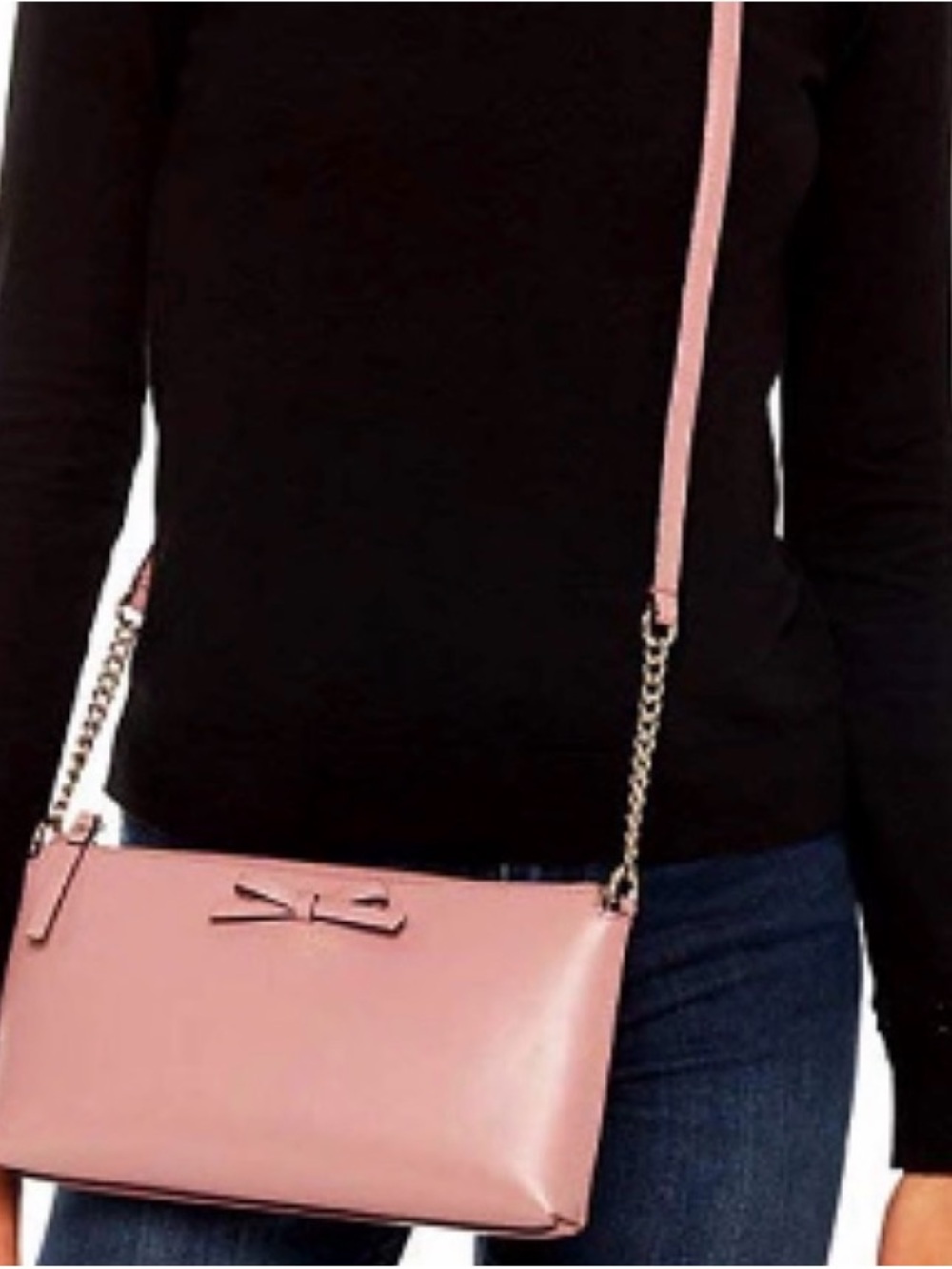 kate spade Sawyer Street Declan | Dusty Peony Leather Crossbody - Chain Strap - Picture 9 of 16